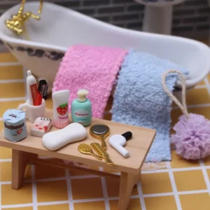 Creative 1/12 Dollhouse Makeup Kit Plastic Multicolor Doll Hair Dryer Comb Photo Props Cosplay Doll Dressing Tool Set Gift